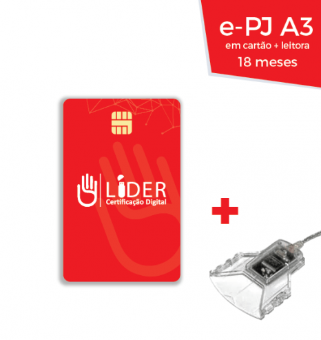 Certificado Digital para Pessoa Jurídica A3 de 18 meses em cartão + leitora para ME/EPP/MEI (e-PJ A3)