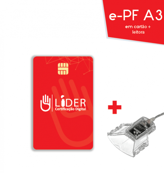Certificado A3PF ( Pessoa Física) + Cartão e Leitora - Rede Brasil RP